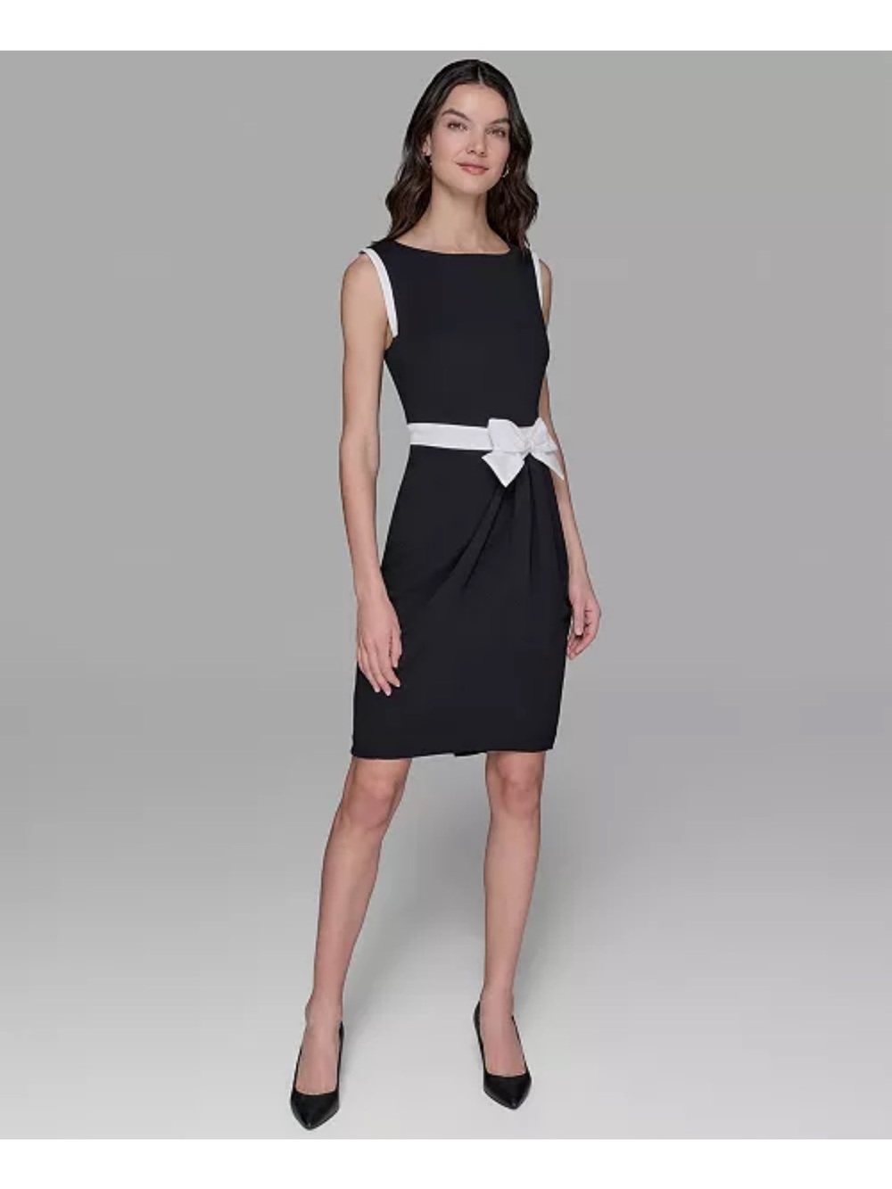 KARL LAGERFELD PARIS Women's Scuba Crepe Bow Sheath Dress